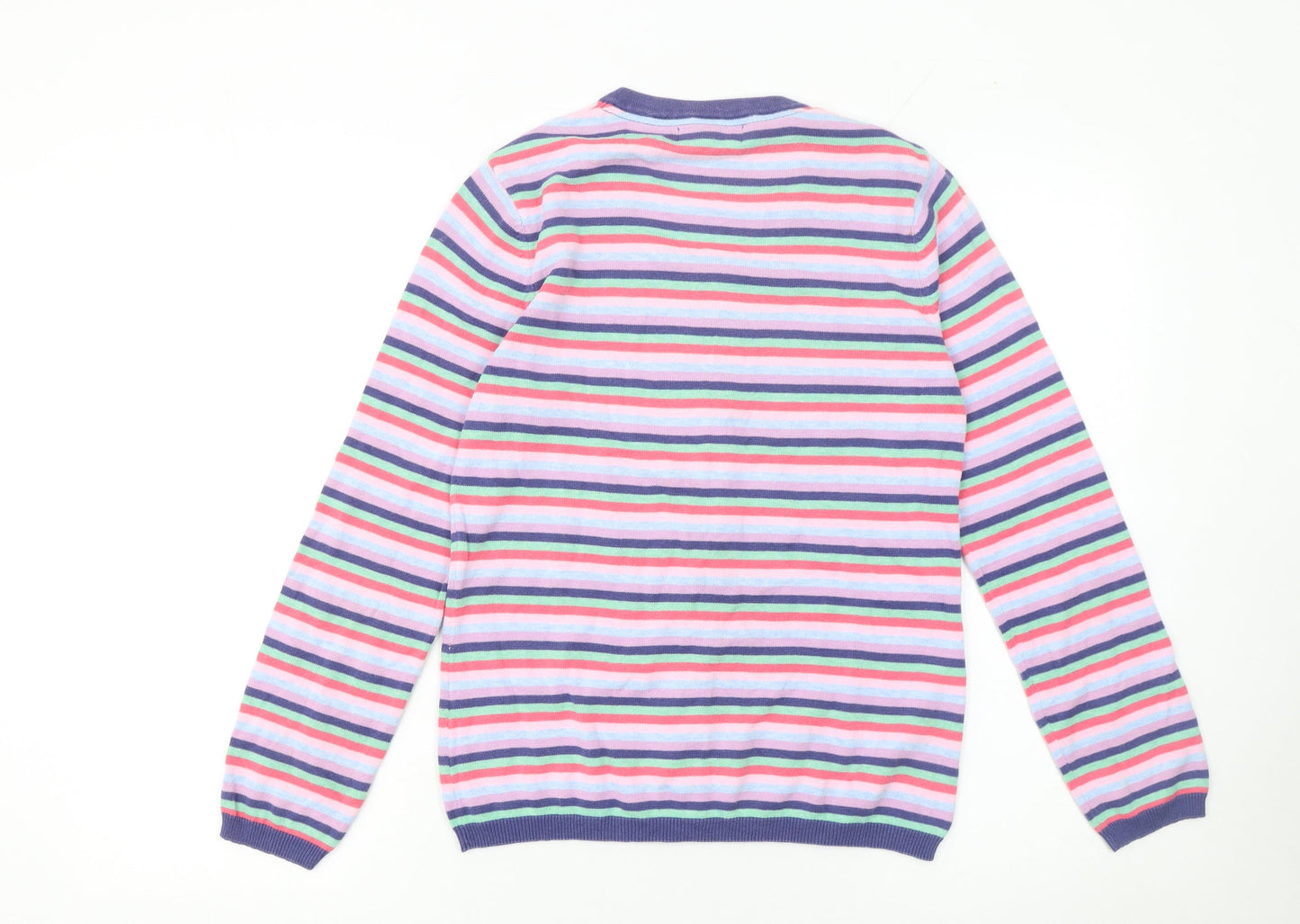 Tulchan Womens Multicoloured Cotton Striped Cardigan Size S
