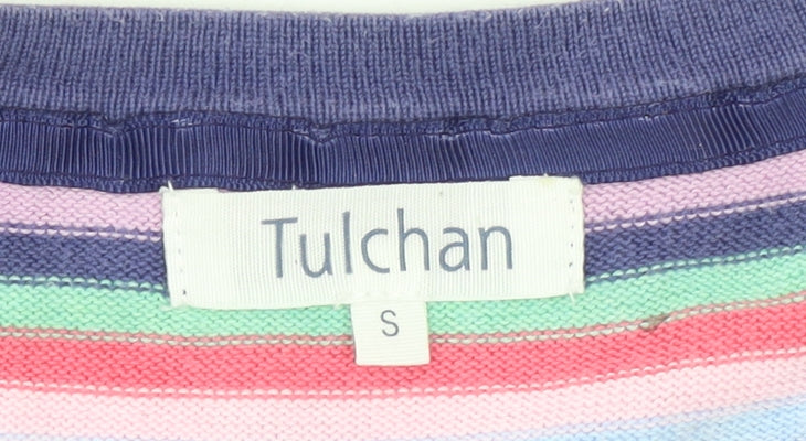 Tulchan Womens Multicoloured Cotton Striped Cardigan Size S