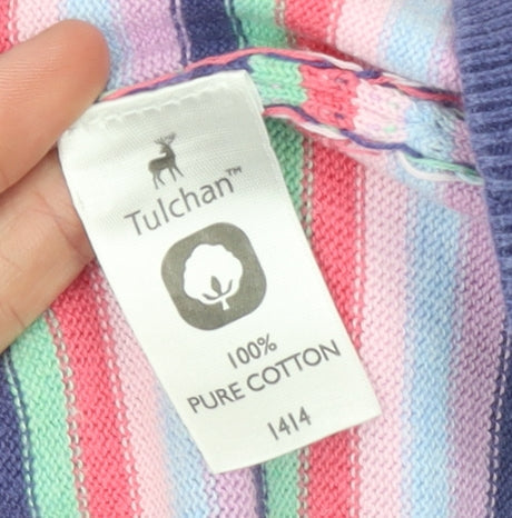 Tulchan Womens Multicoloured Cotton Striped Cardigan Size S