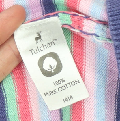 Tulchan Womens Multicoloured Cotton Striped Cardigan Size S