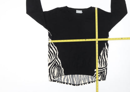 Wallis Women’s Black Animal Print Pullover Jumper Size S