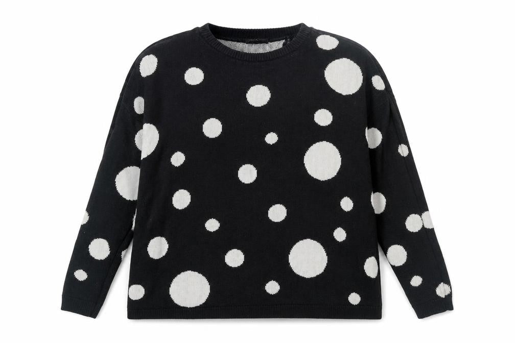 Mango Women’s Black Polka Dot Crew Neck Jumper Size 8