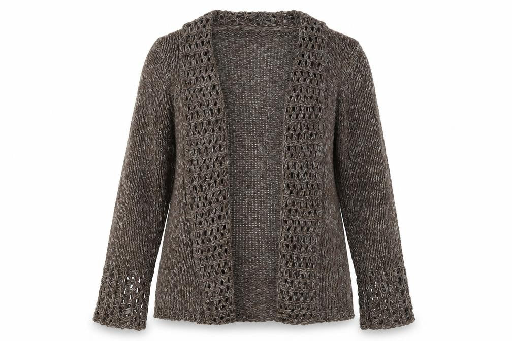 Marks & Spencer Women’s Brown Open-Knit Long Sleeve Cardigan L