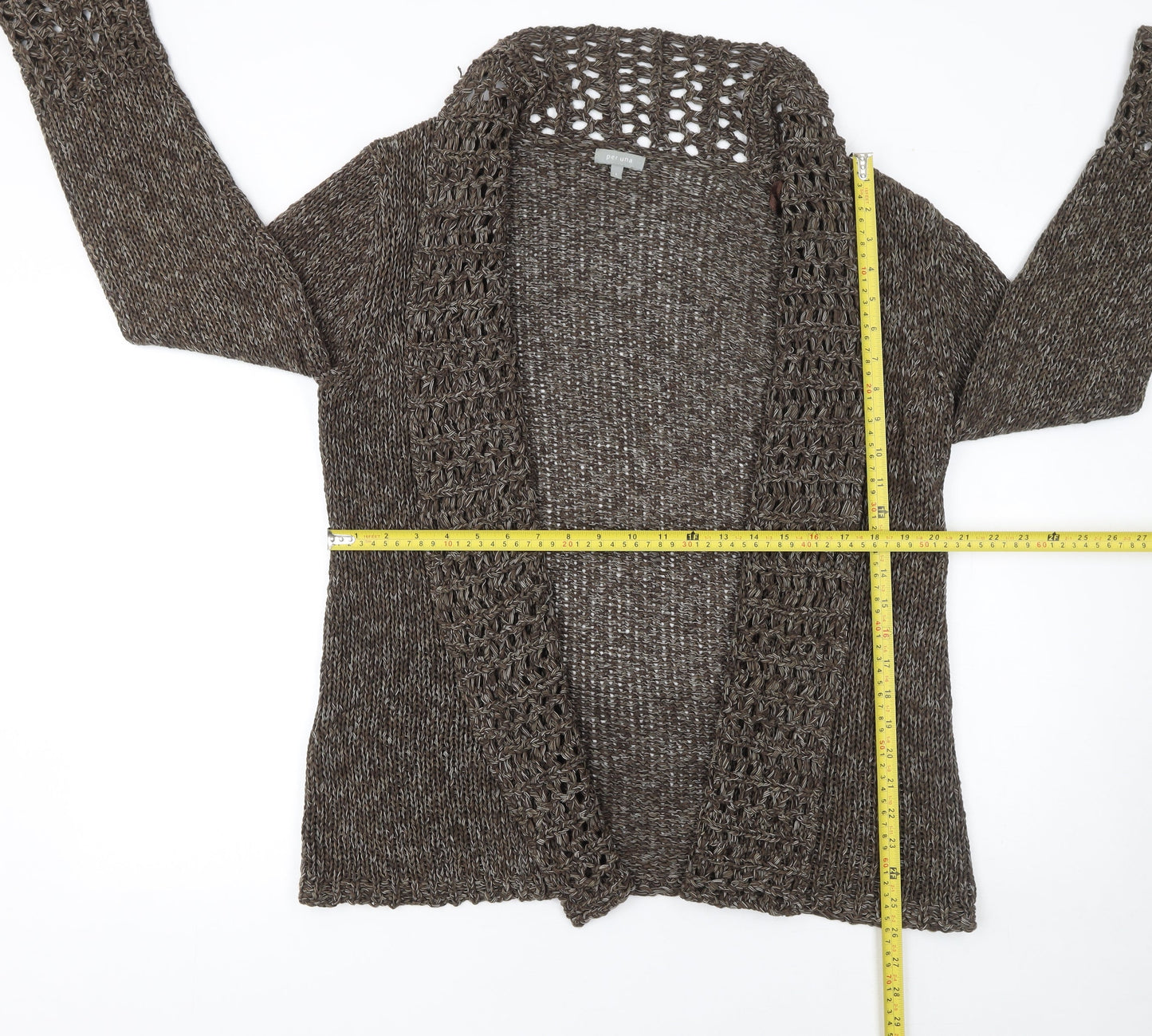 Marks and Spencer Women’s Brown Open-Knit Long Sleeve Cardigan L