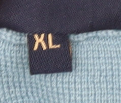 Galteco Men Blue Wool Blend V-Neck Pullover Jumper XL