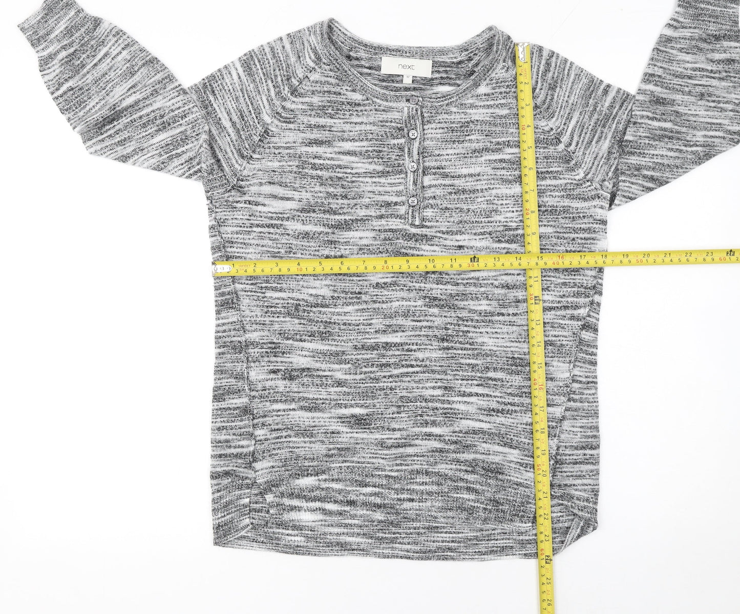 Next Women’s Grey Knit Henley Long Sleeve Top Size 12