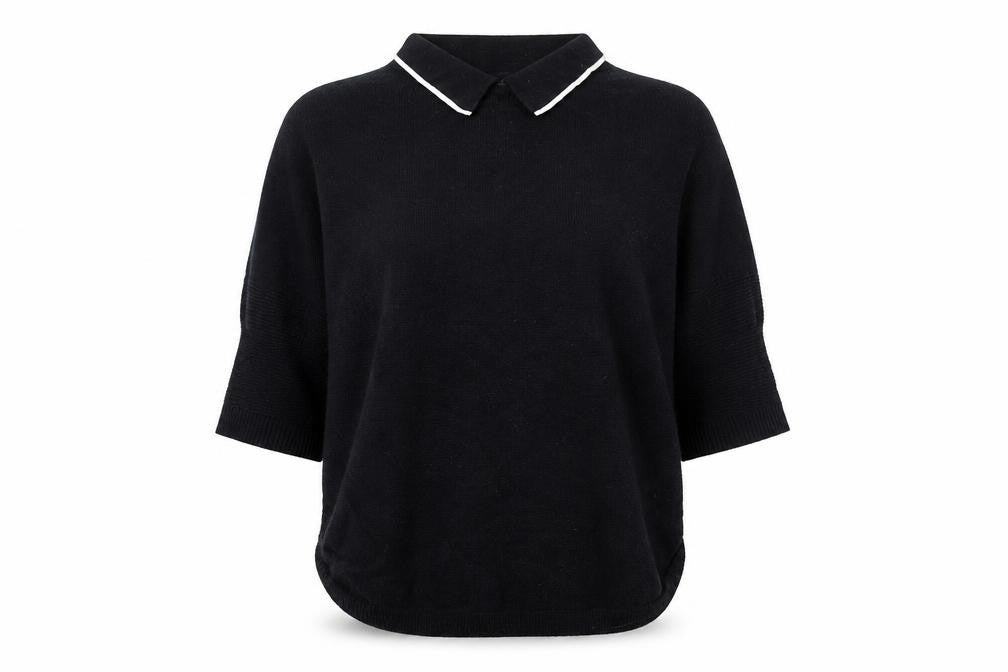 Ted Baker Women's Black Collared Short Sleeve Knit Jumper Size 10
