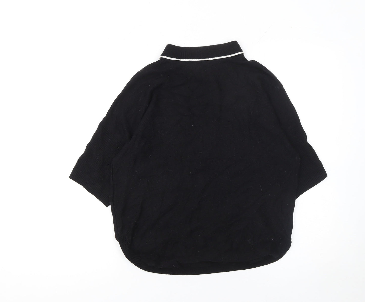Ted Baker Women's Black Collared Short Sleeve Knit Jumper Size 10