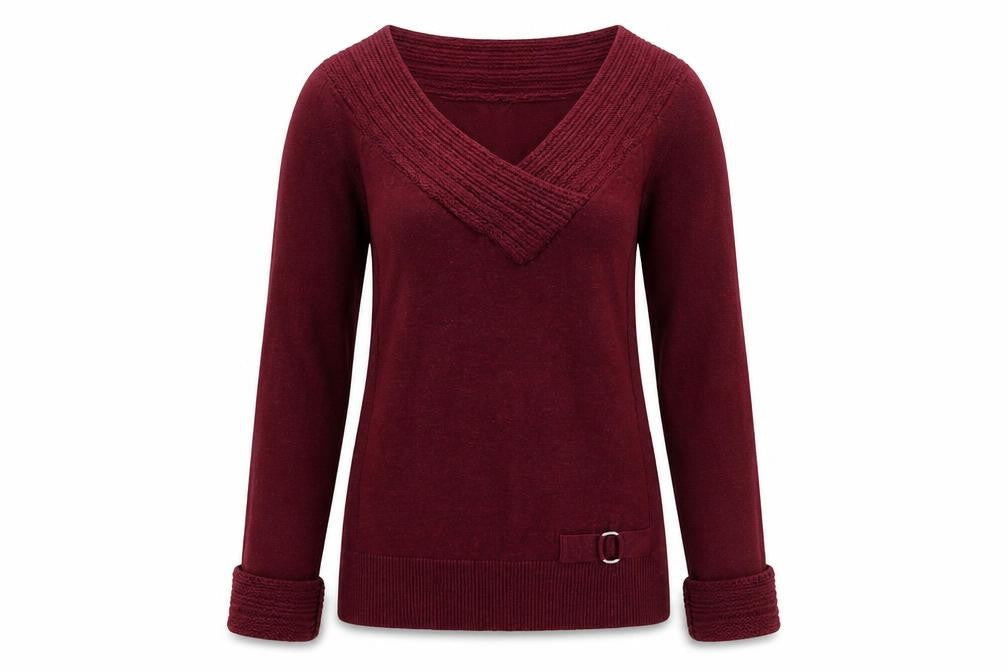 Le Chateau Women's Red V-Neck Long Sleeve Pullover Jumper Size M