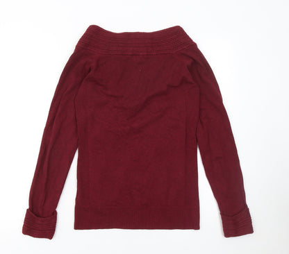 Le Chateau Women's Red V-Neck Long Sleeve Pullover Jumper Size M
