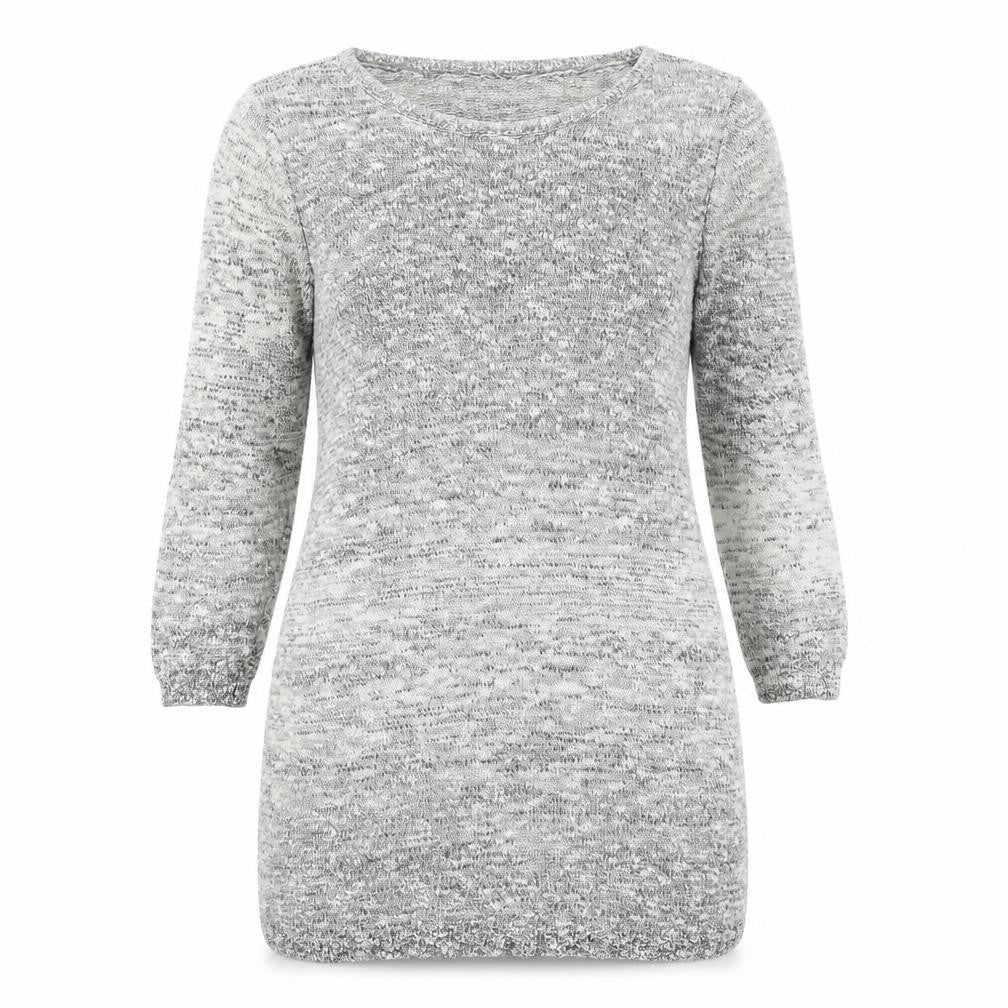 Lands' End Women Grey Knit Tunic Jumper M Cotton Blend