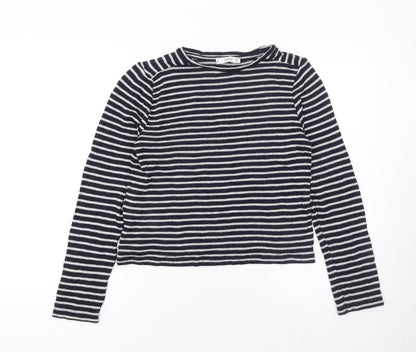 Mango Women Blue Striped Long Sleeve Knit Pullover Jumper Size 8