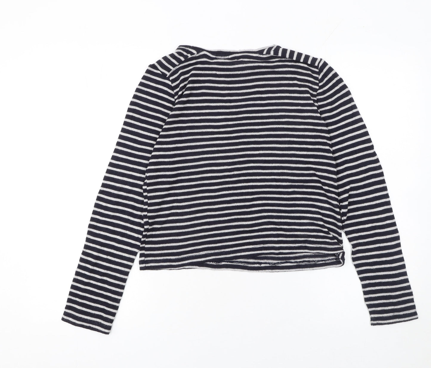 Mango Women Blue Striped Long Sleeve Knit Pullover Jumper Size 8
