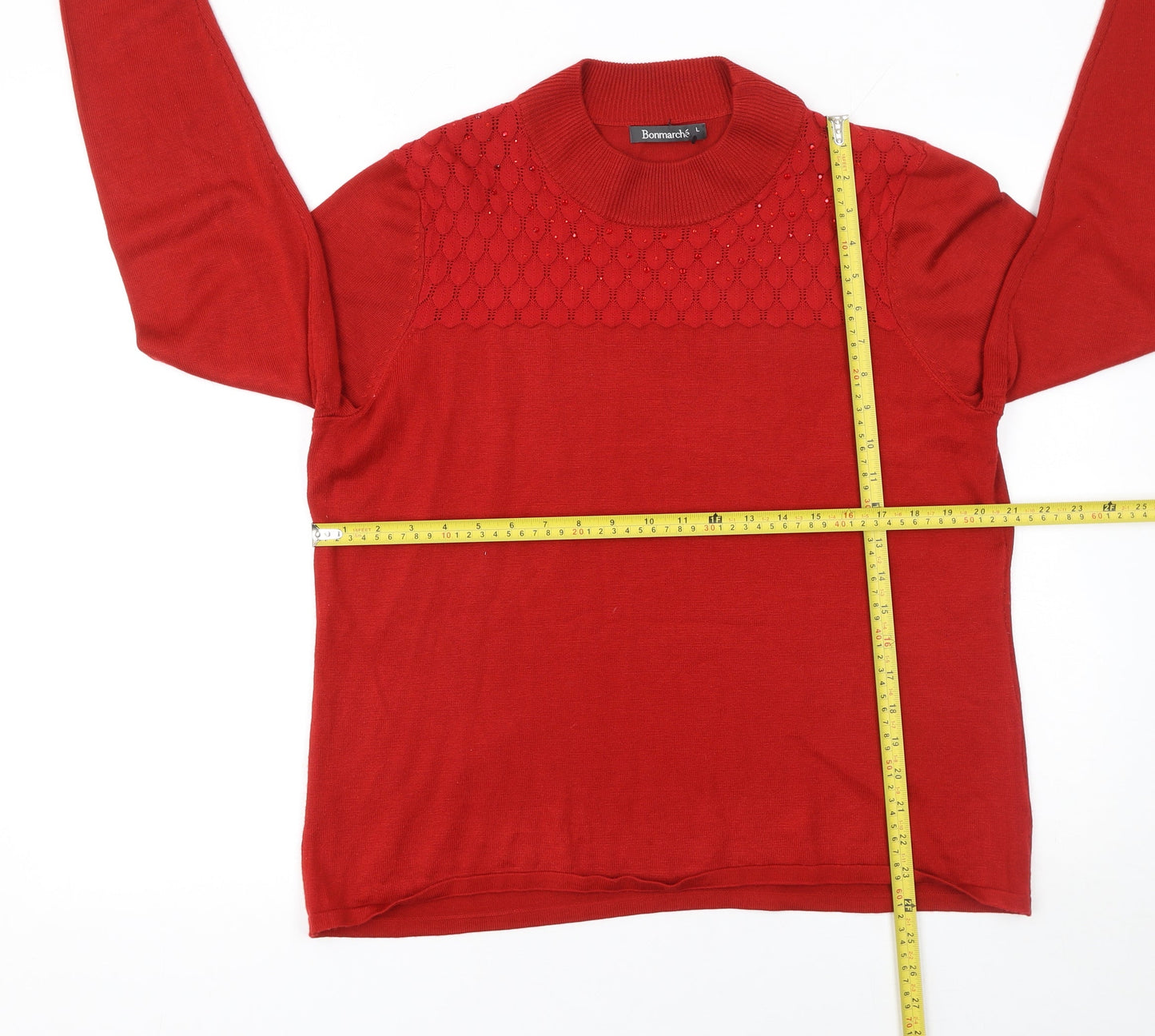 Bonmarché Women’s Red High Neck Long Sleeve Knit Jumper Size L