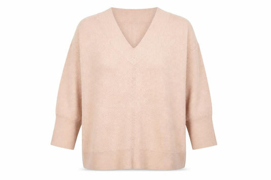 Monsoon Women Beige V-Neck Knit Pullover Jumper L