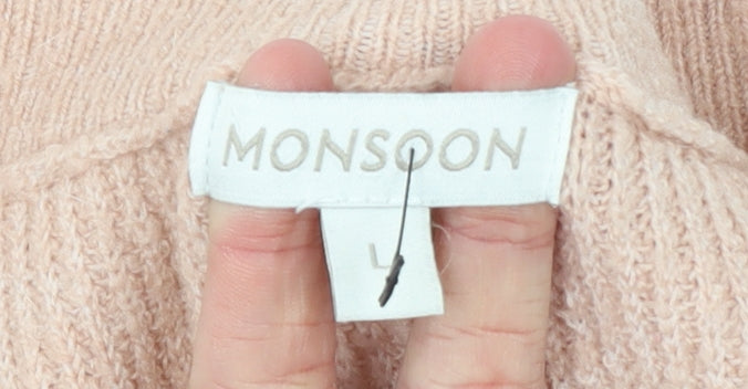 Monsoon Women Beige V-Neck Knit Pullover Jumper L