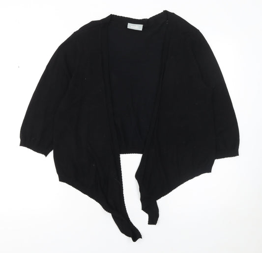 Wallis Women's Black L (UK 12) 3/4 Sleeve Open Front Cardigan