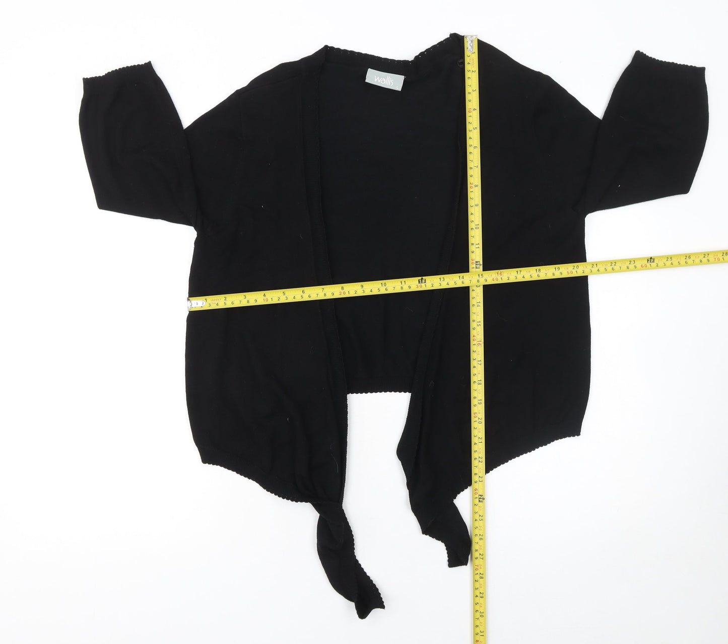 Wallis Women's Black L (UK 12) 3/4 Sleeve Open Front Cardigan