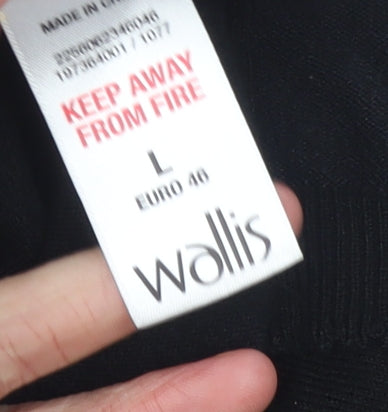 Wallis Women's Black L (UK 12) 3/4 Sleeve Open Front Cardigan