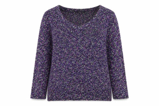 Warehouse Womens Purple Chunky Knit V-Neck Jumper Size 12