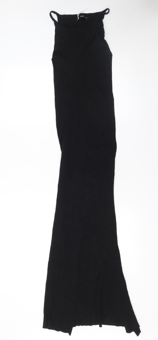 MNG Women's Black Sleeveless Bodycon Long Knit Dress Size 8
