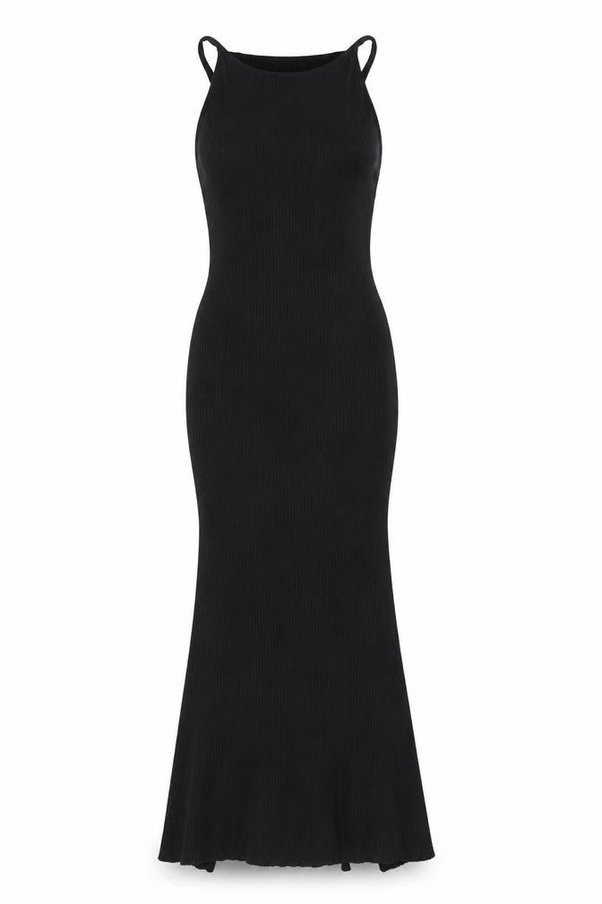 Mango Women's Black Sleeveless Bodycon Long Knit Dress Size 8