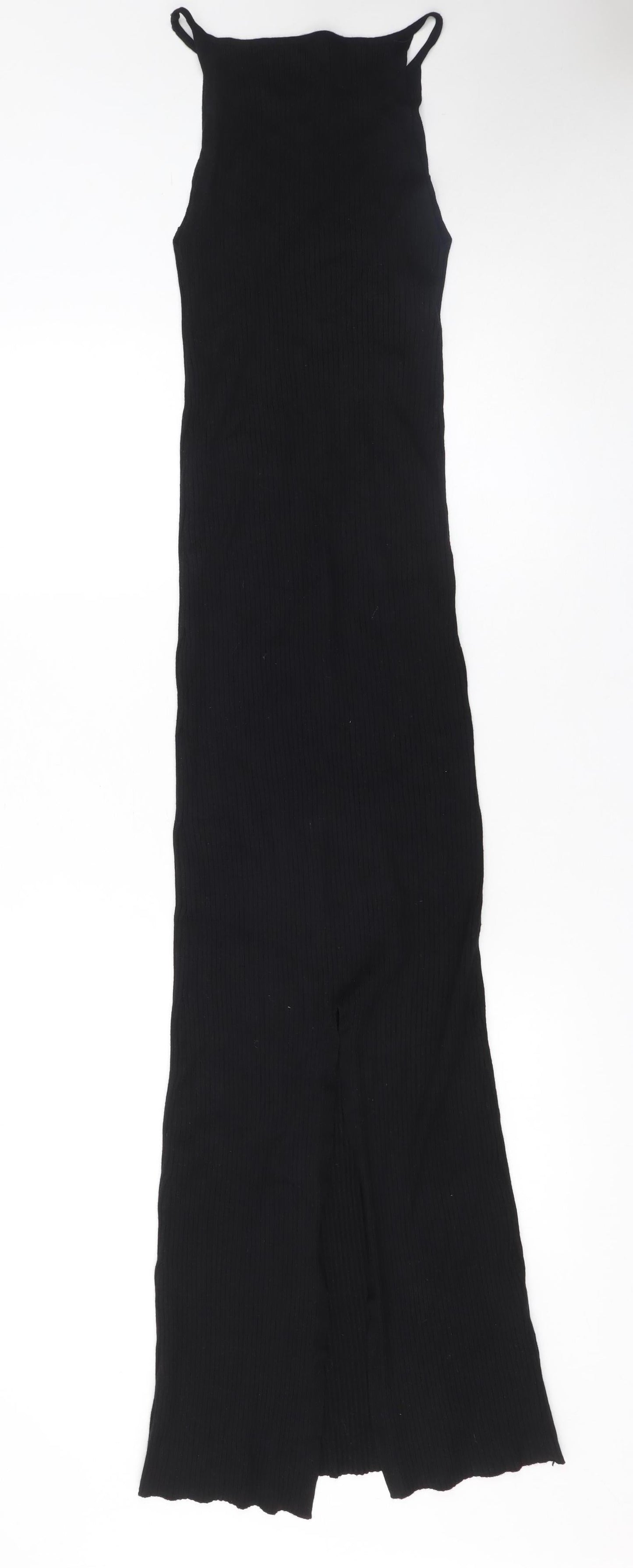 MNG Women's Black Sleeveless Bodycon Long Knit Dress Size 8