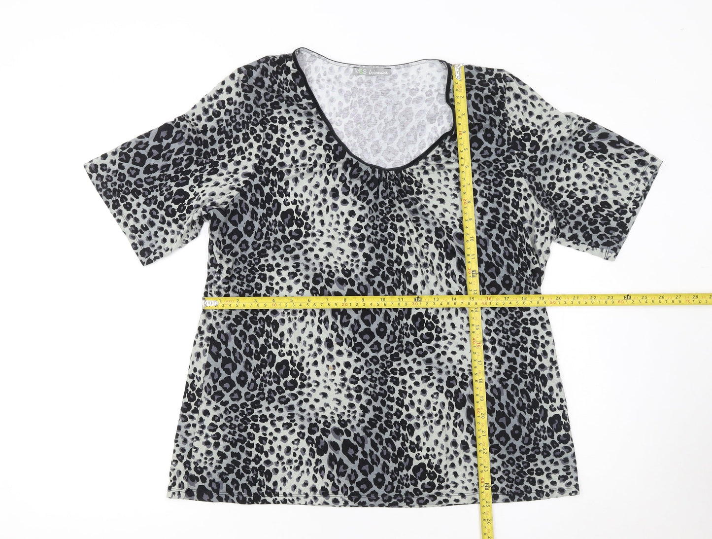 Marks and Spencer Women's Multicoloured Animal Print Short Sleeve T-Shirt Size 20