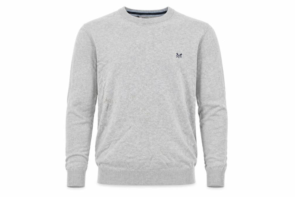 Crew Clothing Company Mens Grey Cotton Pullover Jumper Size S