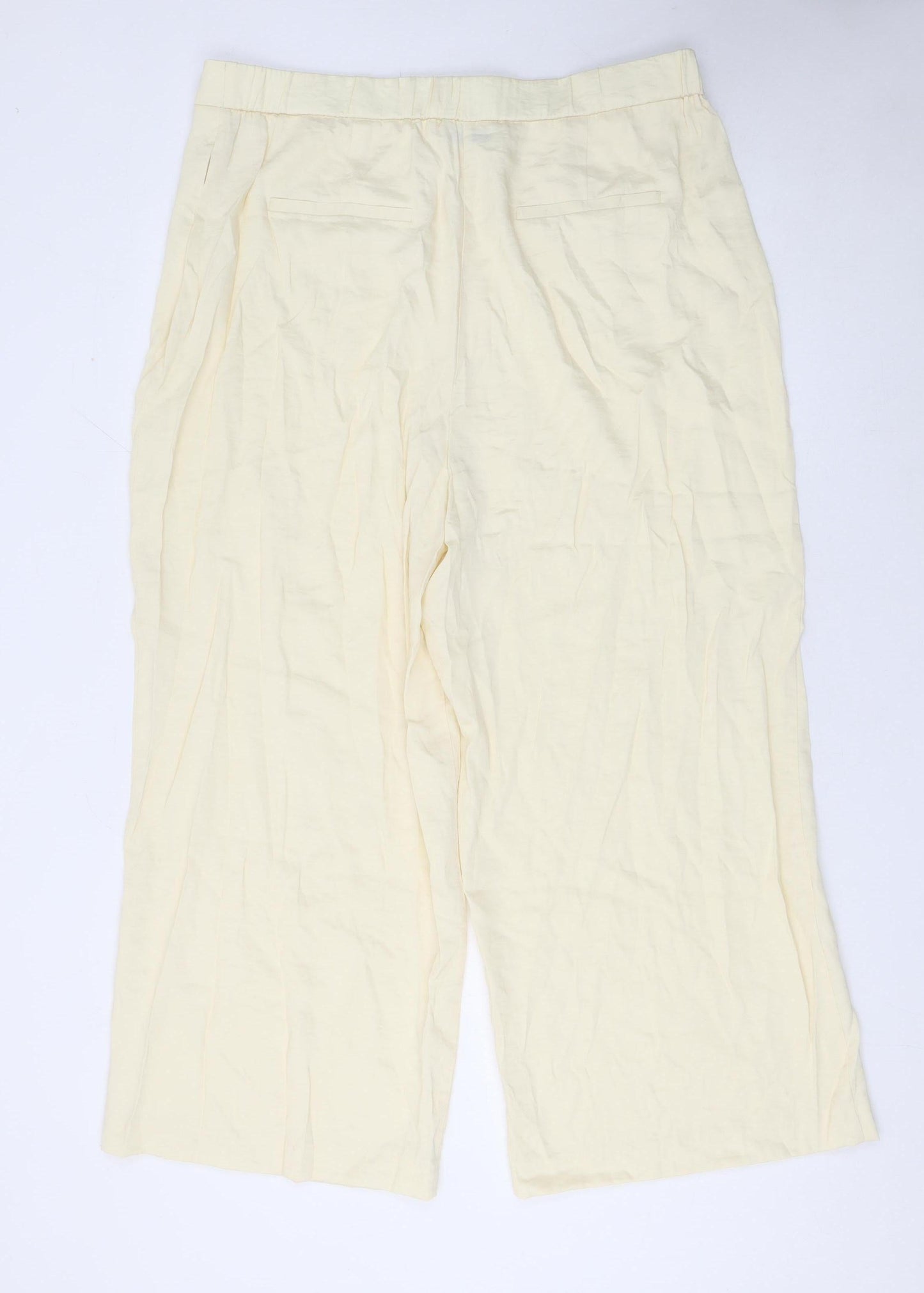 Gallery Womens Ivory Wide-Leg Viscose Blend Trousers Size 16