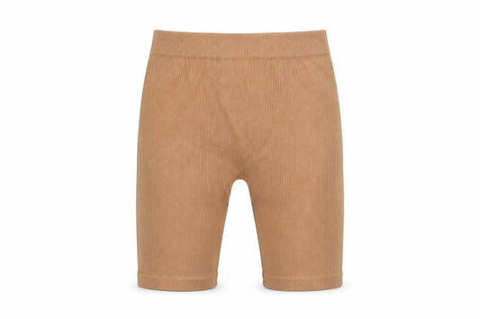 Zara Womens Beige Ribbed Biker Style Activewear Shorts Size L Polyamide Blend