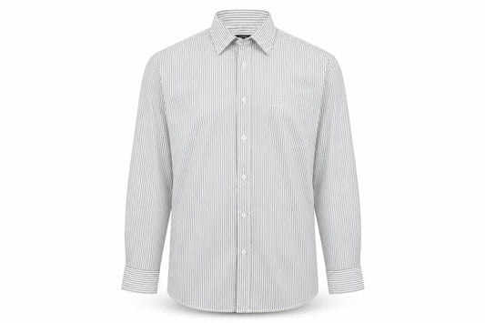 Dunnes Men's White Striped Long Sleeve Button-Up Shirt Size 16