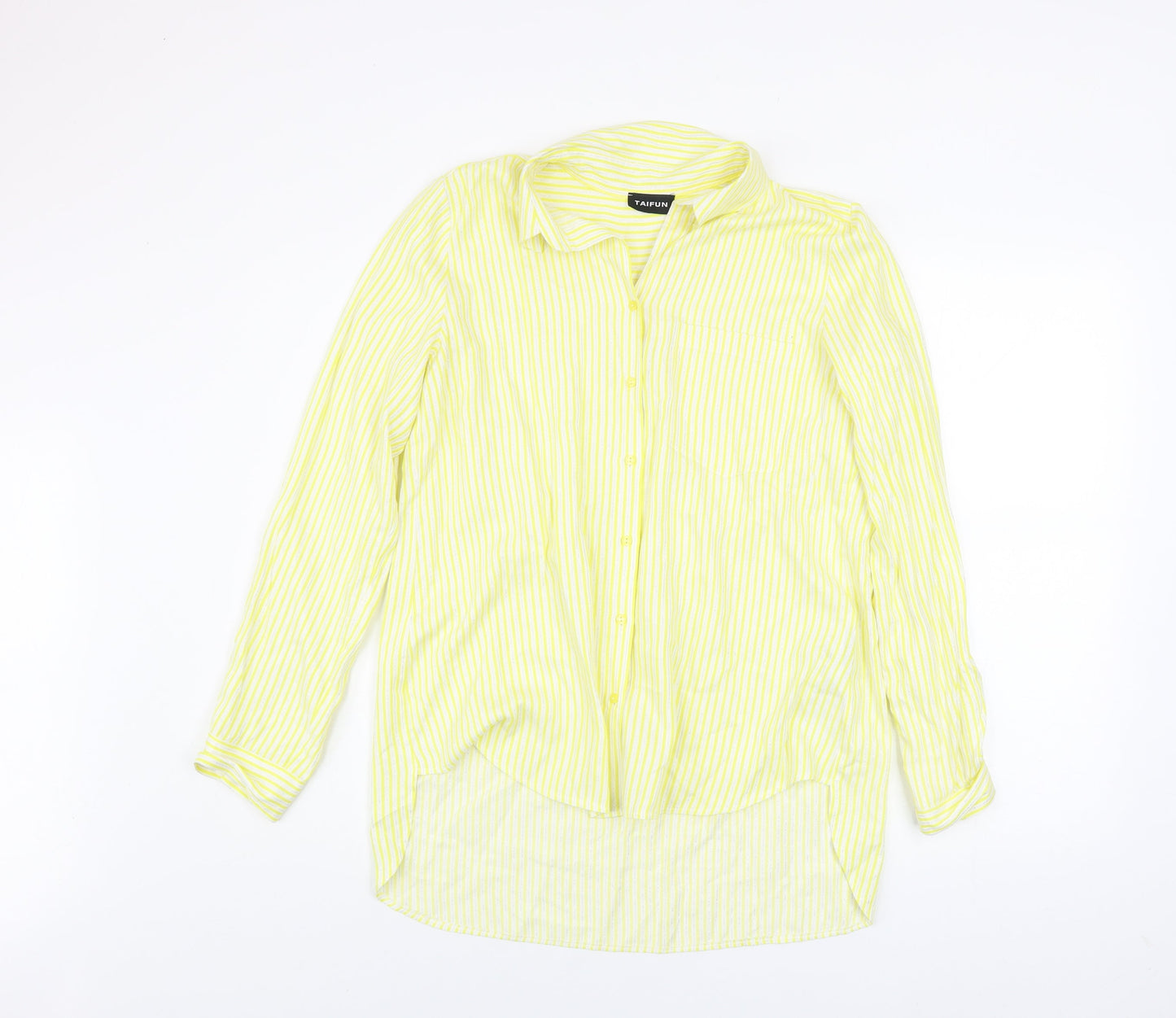 Taifun Women's Yellow Striped Button-Up Long Sleeve Blouse Size 12