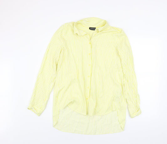 Taifun Women's Yellow Striped Button-Up Long Sleeve Blouse Size 12