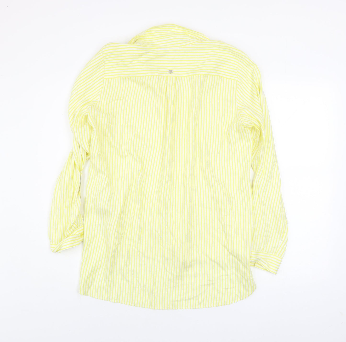 Taifun Women's Yellow Striped Button-Up Long Sleeve Blouse Size 12