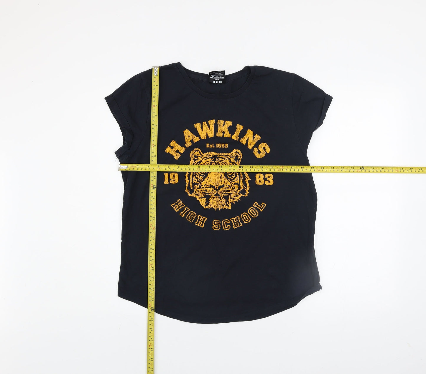 Last Exit to Nowhere Womens Black Hawkins High School Cotton T-Shirt Size L