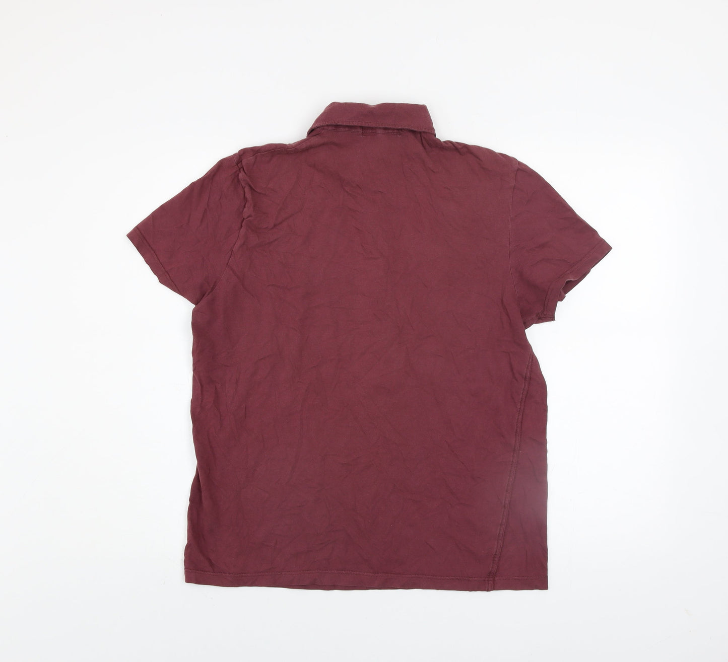 Topman Men's Maroon Short Sleeve Cotton Button-Up Shirt Size L