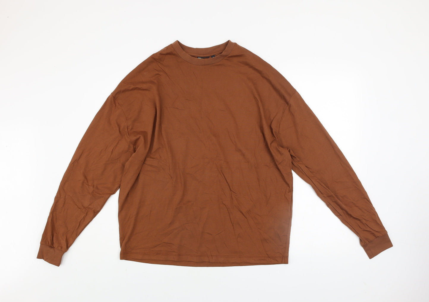 ASOS DESIGN Men’s Brown Long Sleeve Cotton Top XS Regular Fit