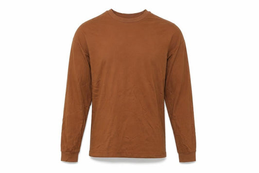 ASOS DESIGN Men’s Brown Long Sleeve Cotton Top XS Regular Fit