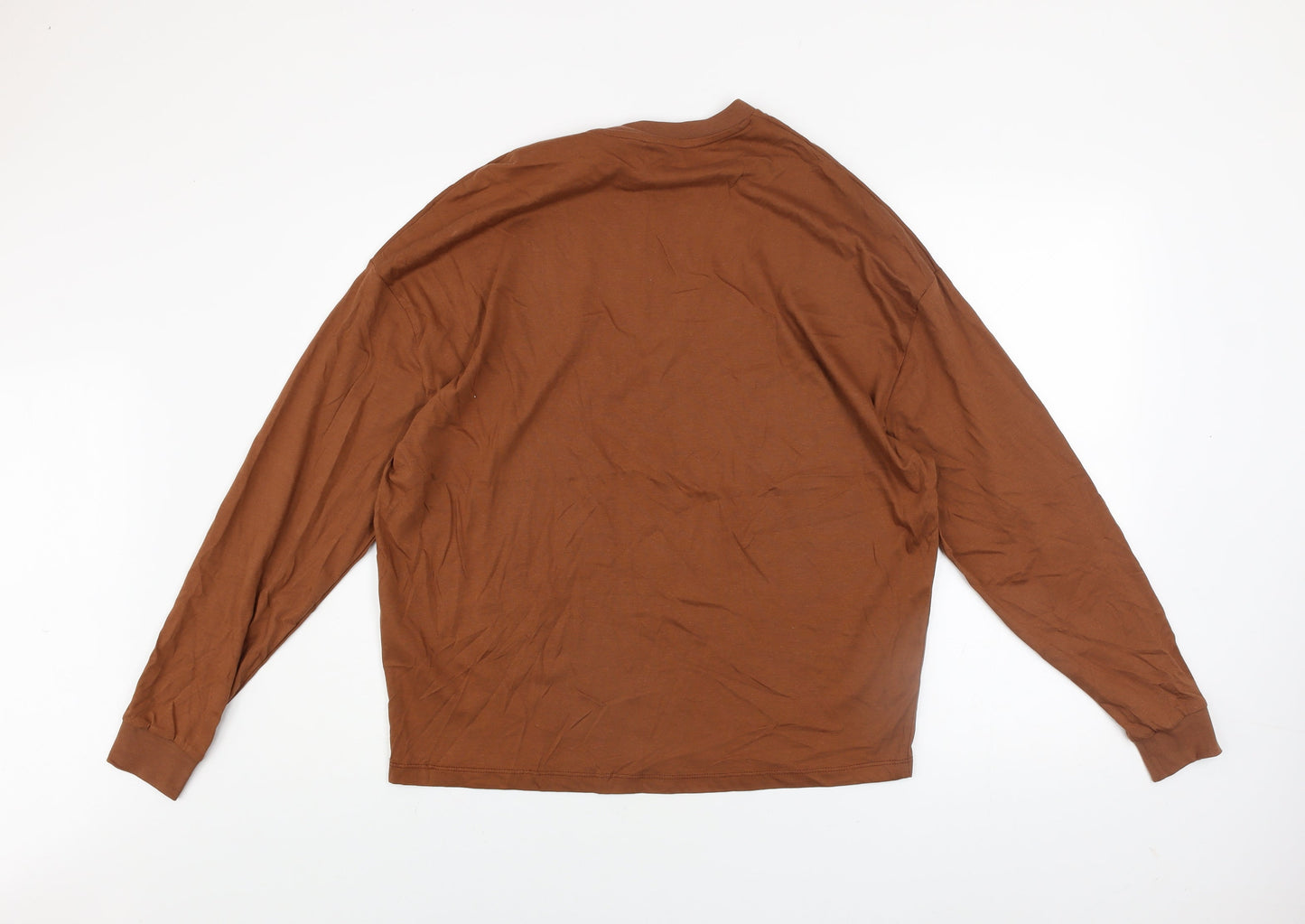 ASOS DESIGN Men’s Brown Long Sleeve Cotton Top XS Regular Fit