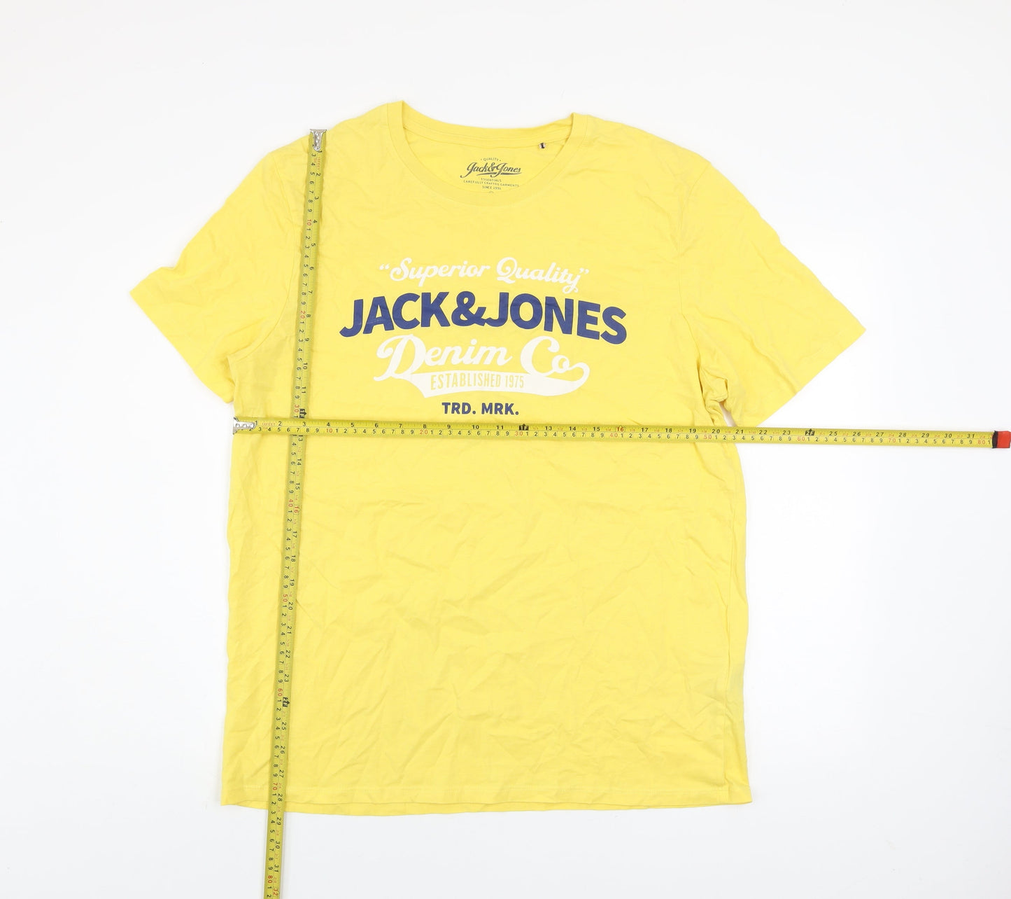 Jack & Jones Men’s Yellow Graphic Print Cotton T-Shirt Size 2XL