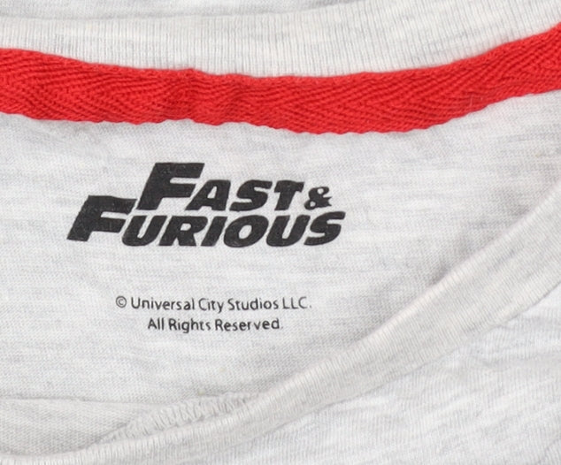 George Men’s Grey Fast & Furious Car Graphic Print T-Shirt XL Crew Neck