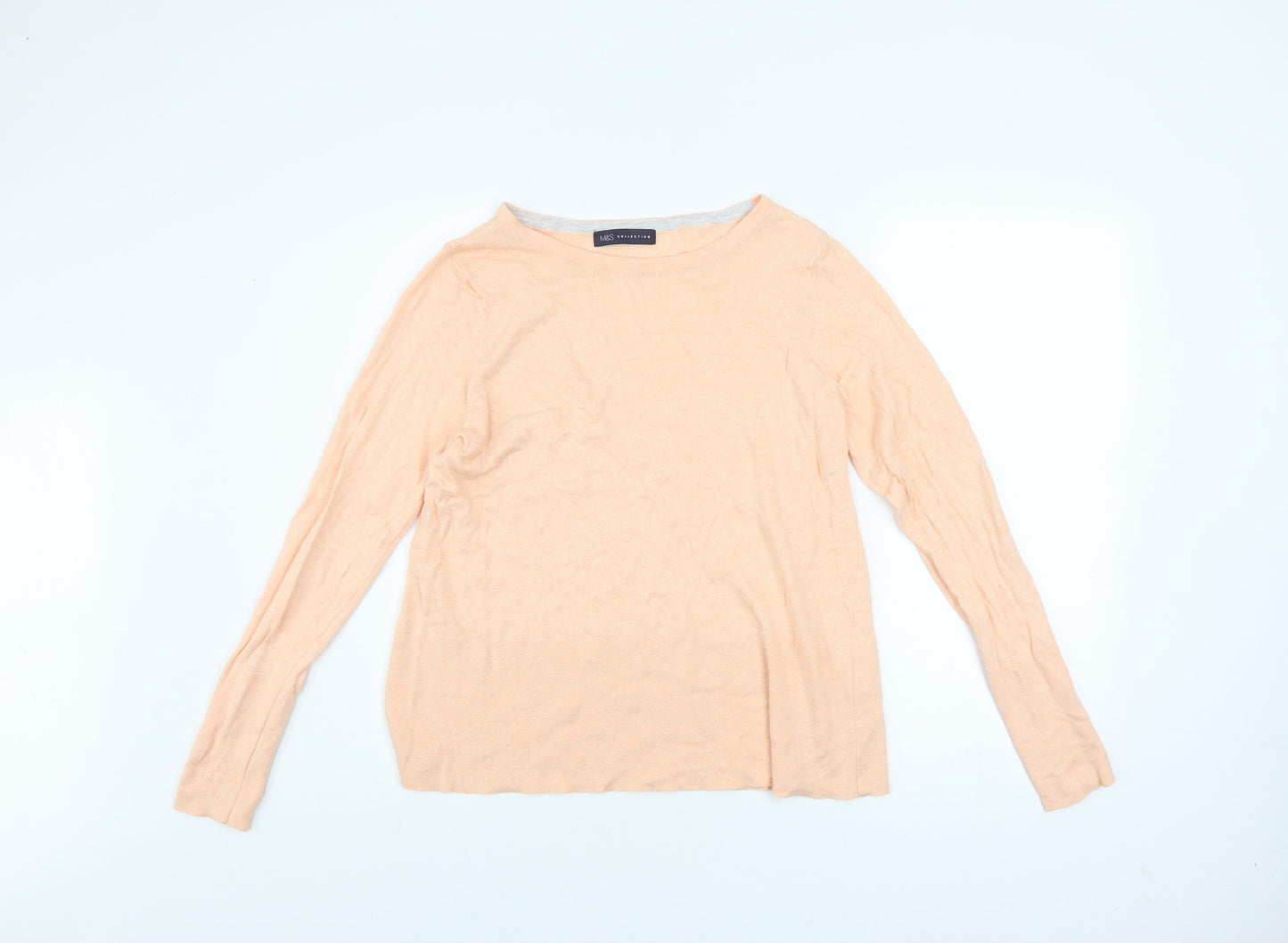 Marks and Spencer Women's Beige Cotton Blend Long Sleeve Jumper Size 12