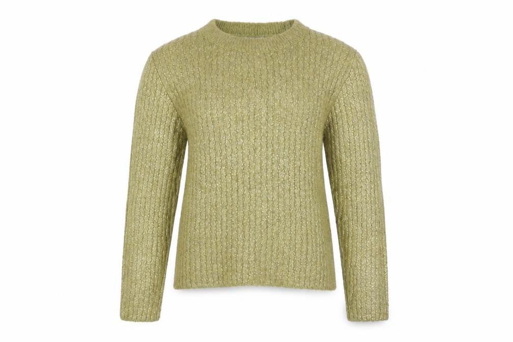 Zara Women's Green Cable-Knit Acrylic Jumper Size 12