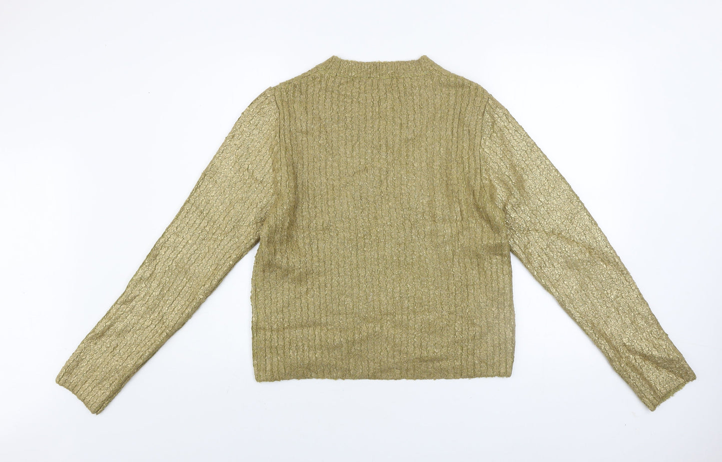 Zara Women's Green Cable-Knit Acrylic Jumper Size 12