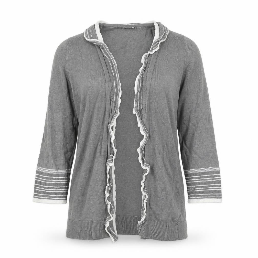 Marks & Spencer Per Una Grey Ruffle Edge Cardigan Women’s Size 14