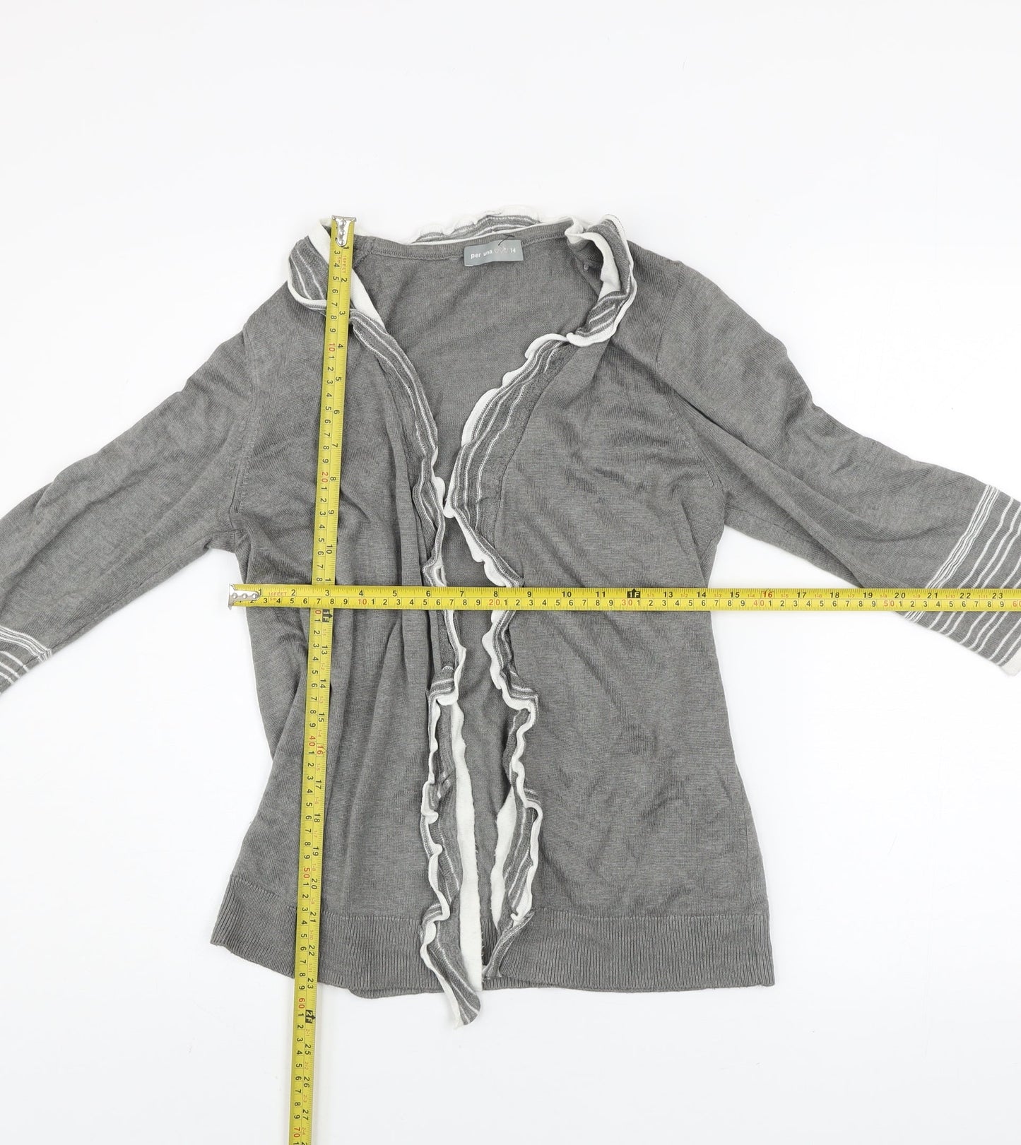 Marks and Spencer Per Una Grey Ruffle Edge Cardigan Women’s Size 14