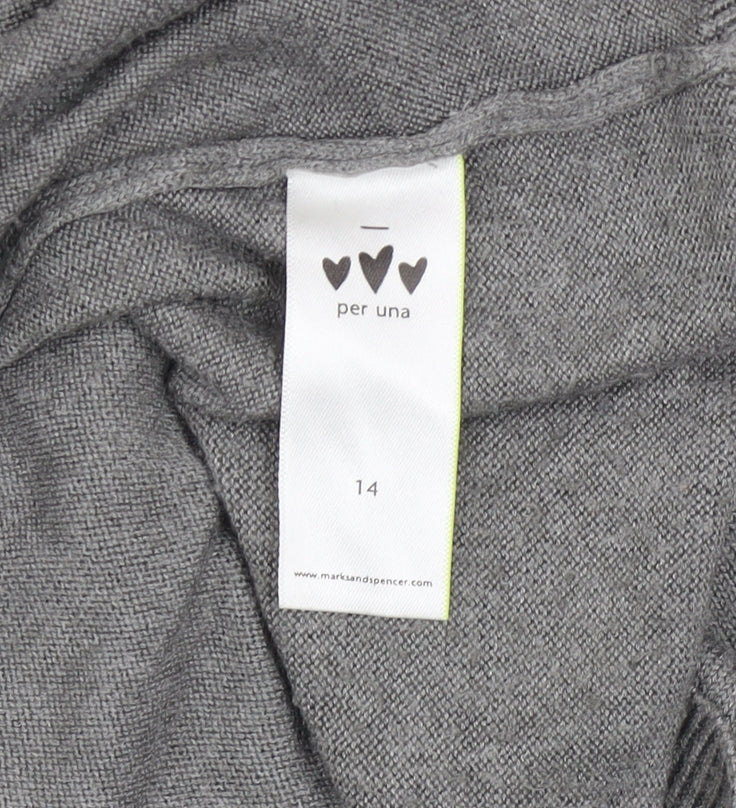 Marks and Spencer Per Una Grey Ruffle Edge Cardigan Women’s Size 14
