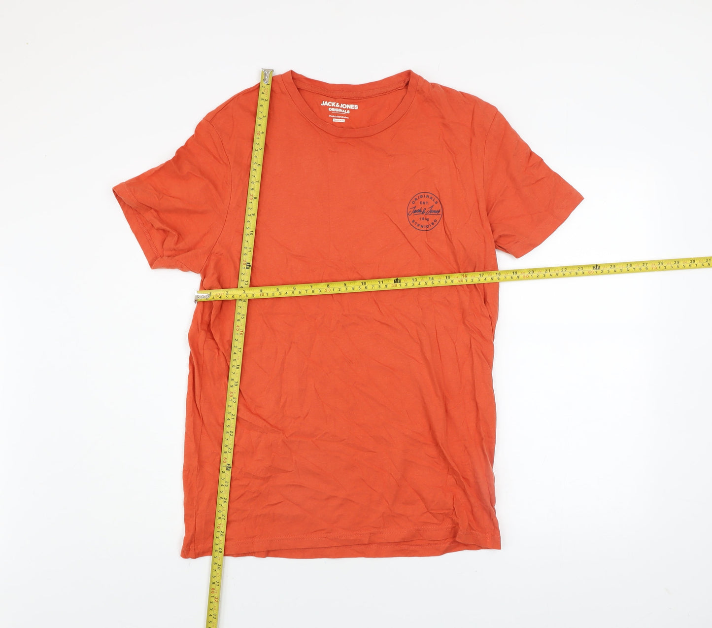 Jack & Jones Originals Men's Orange Cotton Regular Fit T-Shirt L
