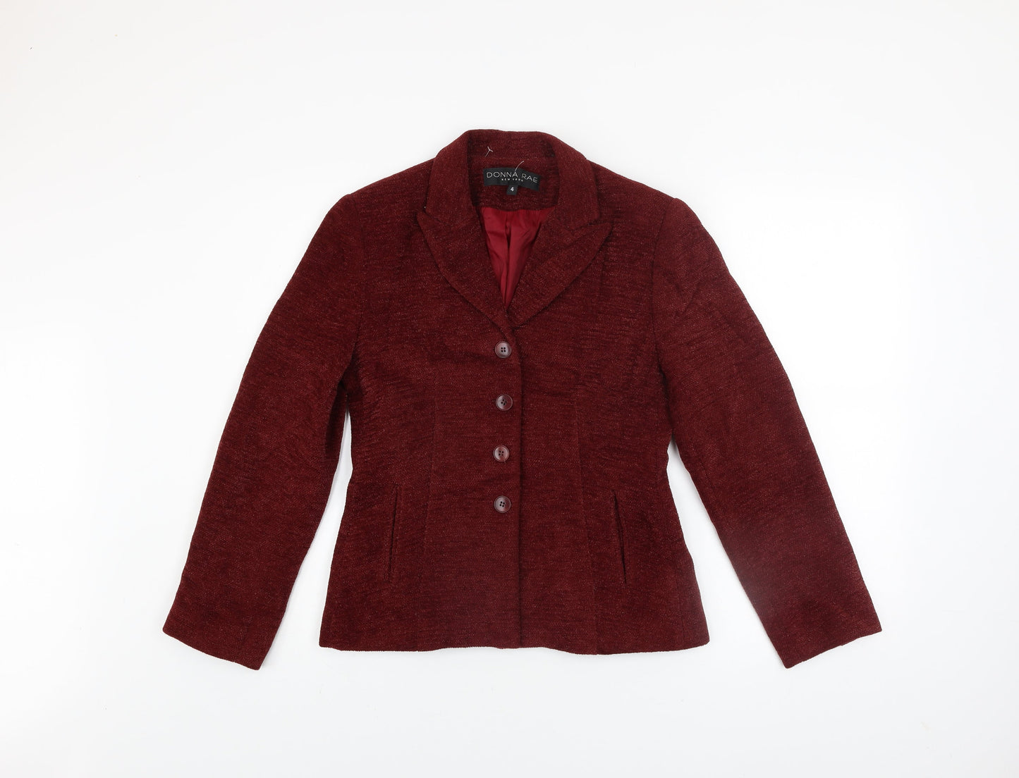 Donna Rae Women's Red Wool Blend Blazer Jacket Size 8